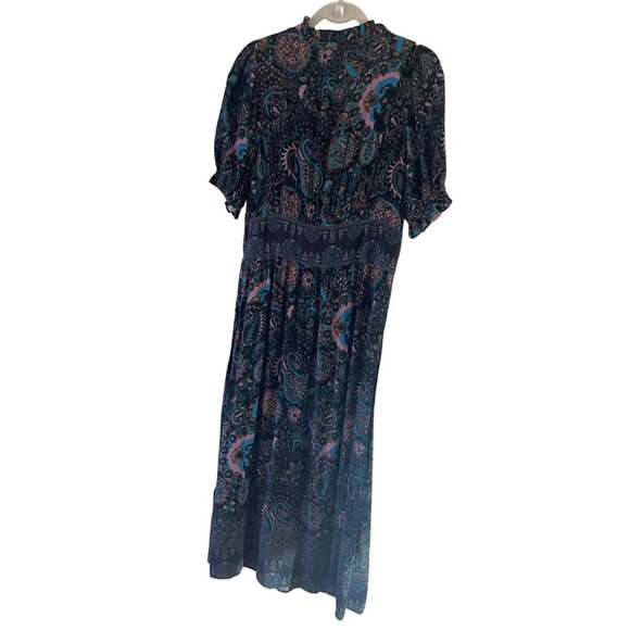 Ba sh Womens Dress Size 8 Black Zael Panelled Waist Paisley Midi Pure Viscose - Picture 9 of 11